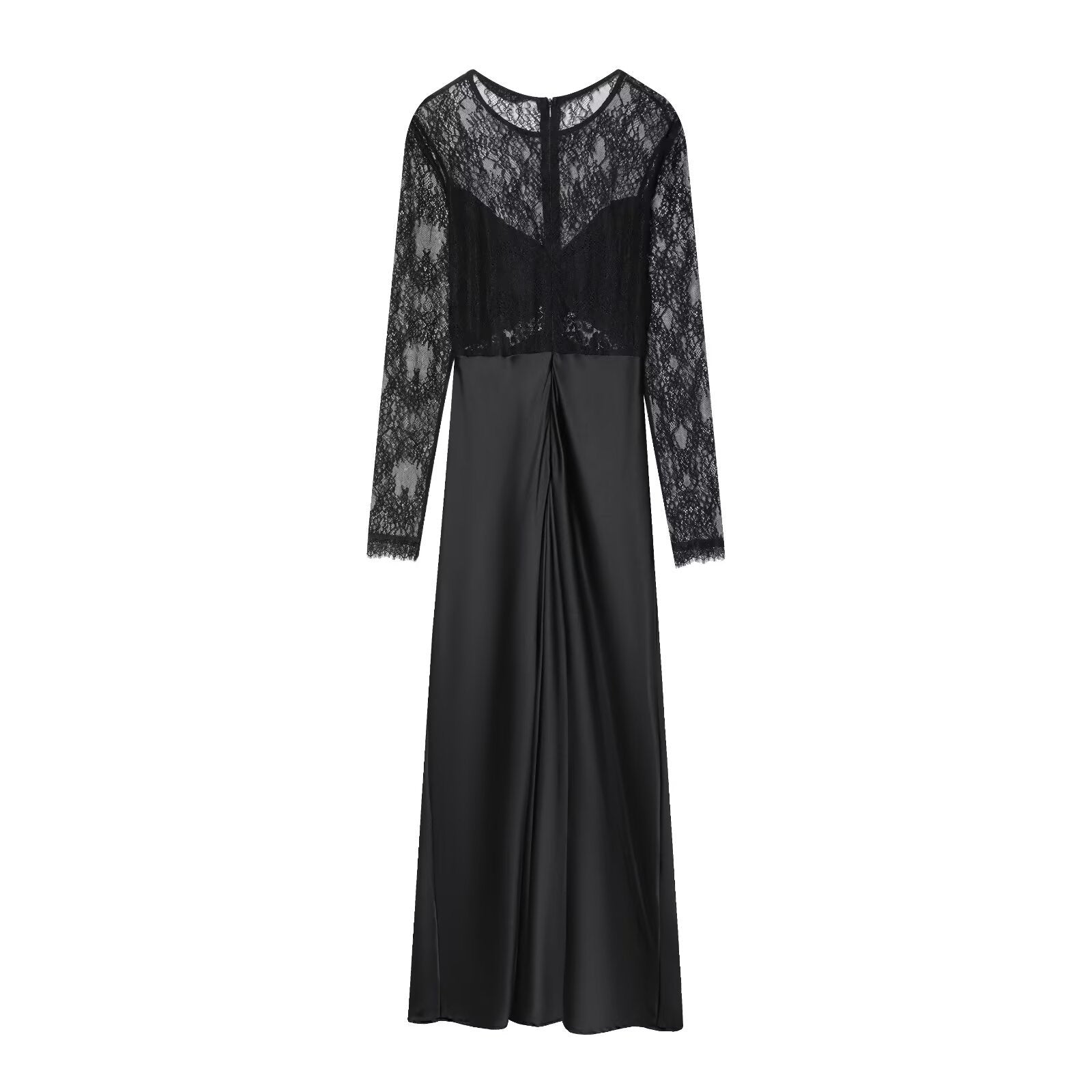 Chic Lace Spliced Long Dress Women Fashion StyleElegant Casual Dress