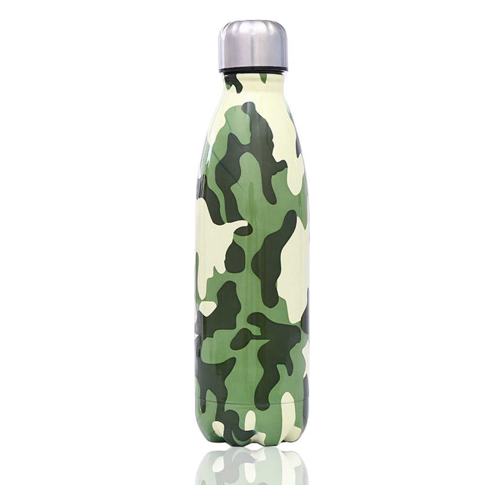 Pawaca Camouflage Type Stainless Steel Portable Sports Water Bottle Creative Coke Bottle 500ml Cola Shape Travel Bottle