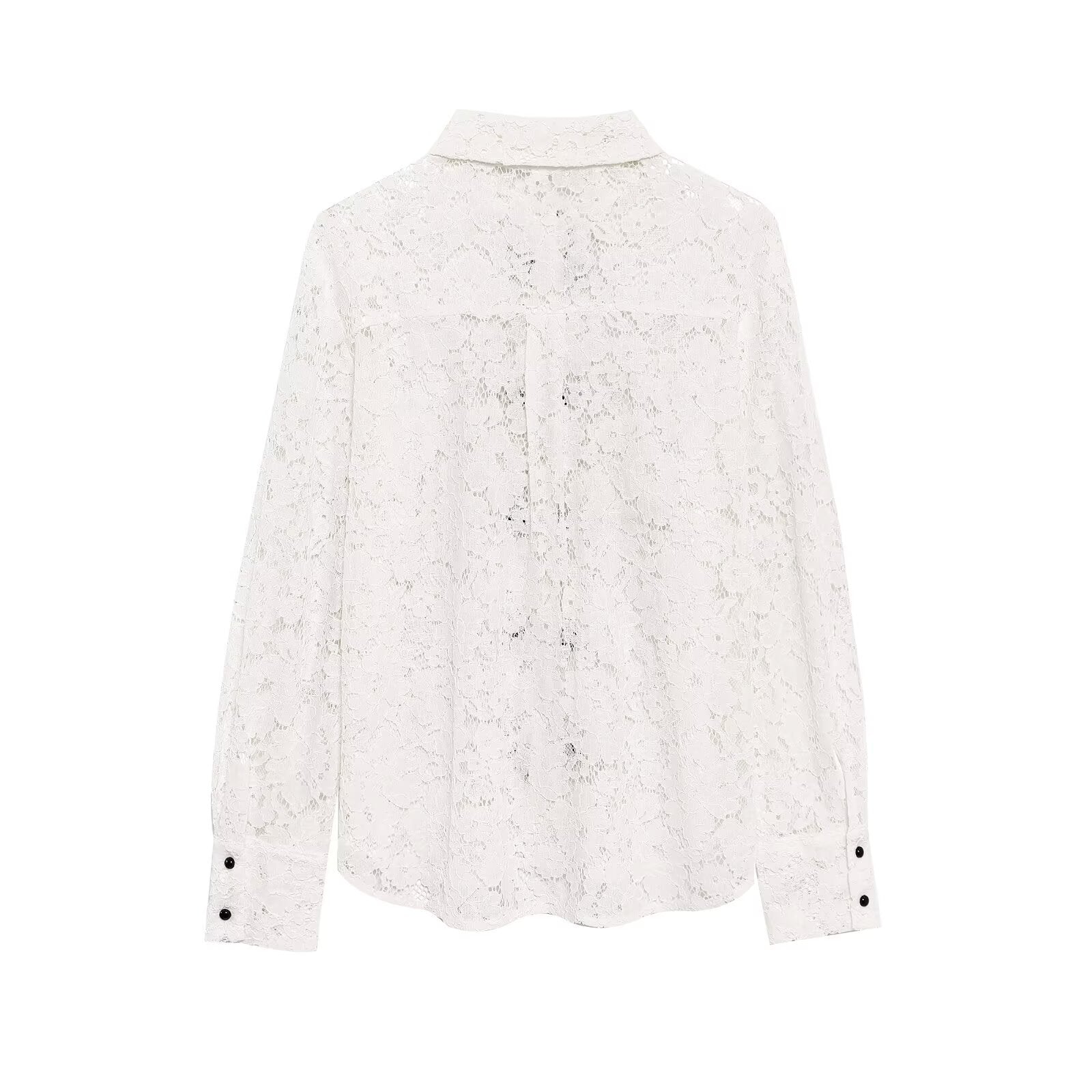 Women's Fashion Casual Bow Decorated Lace Blouse