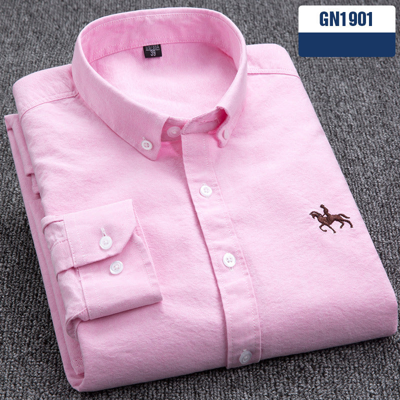 Chemise homme en coton — coupe slim, sans froissage, manches longues