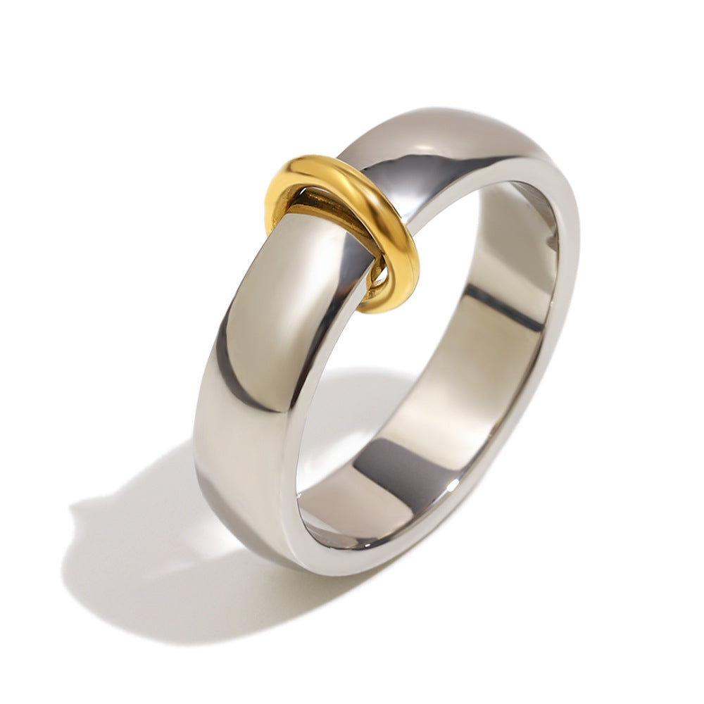 Stainless steel plated 18K gold open ring plain ring for women