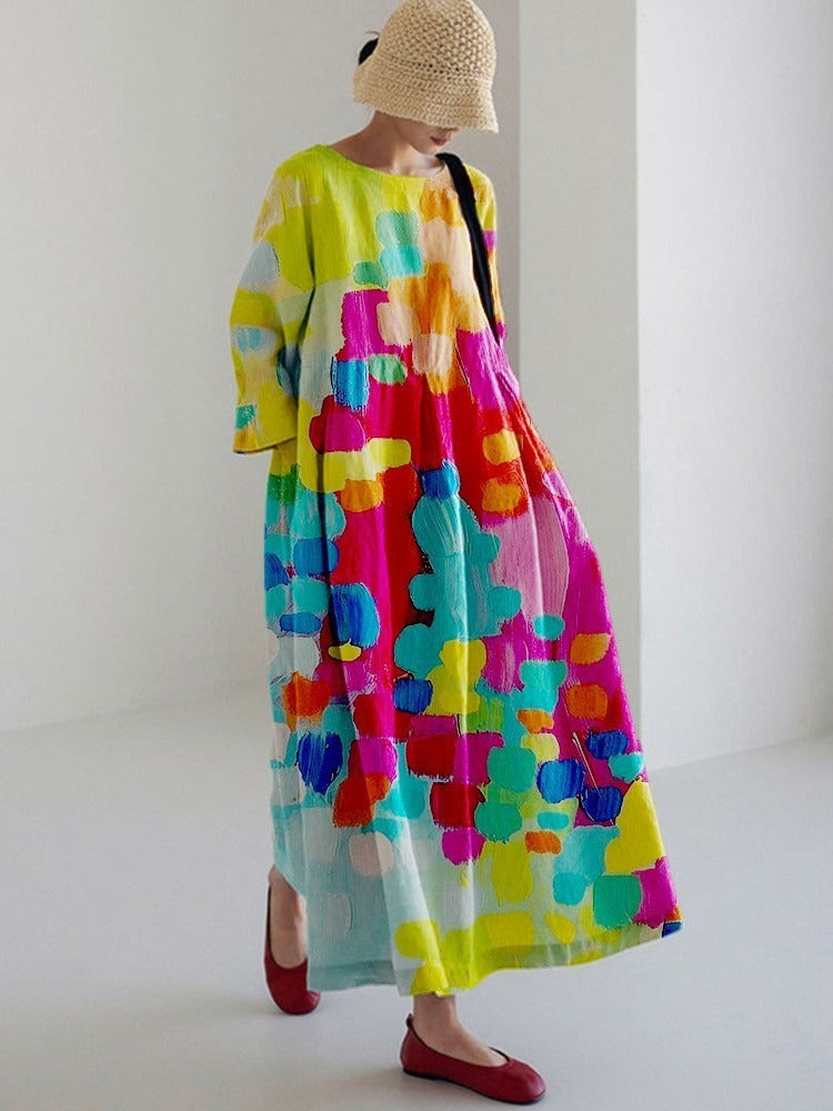 3D printing imitation cotton craft casual fashion women's dress