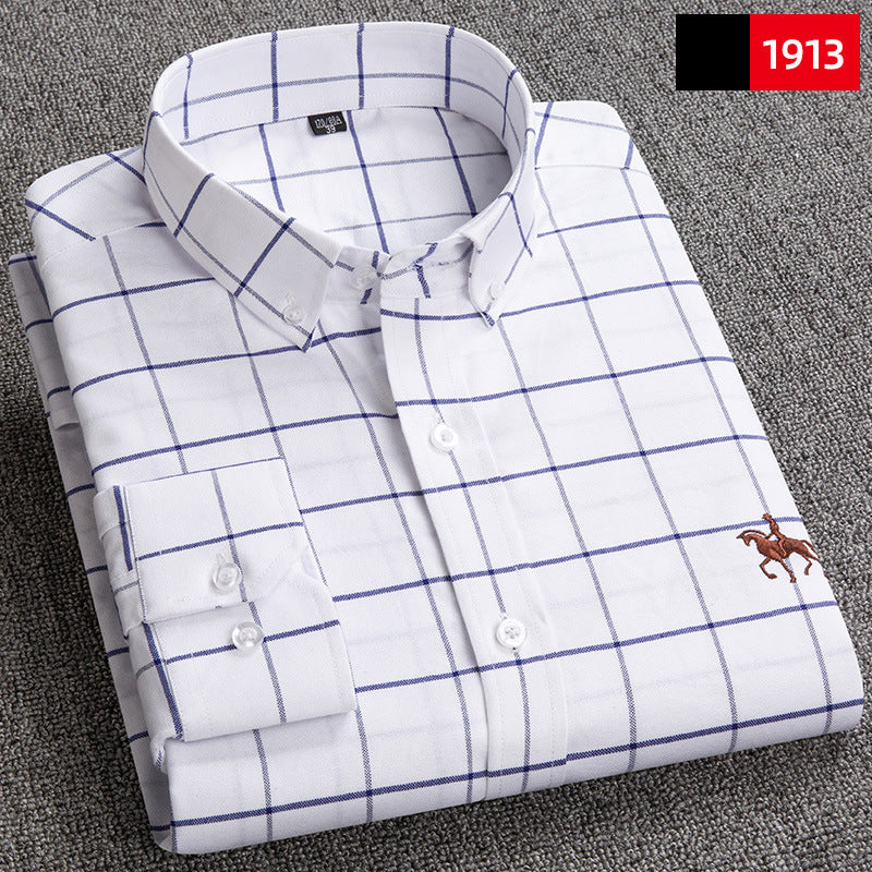 Chemise homme en coton — coupe slim, sans froissage, manches longues