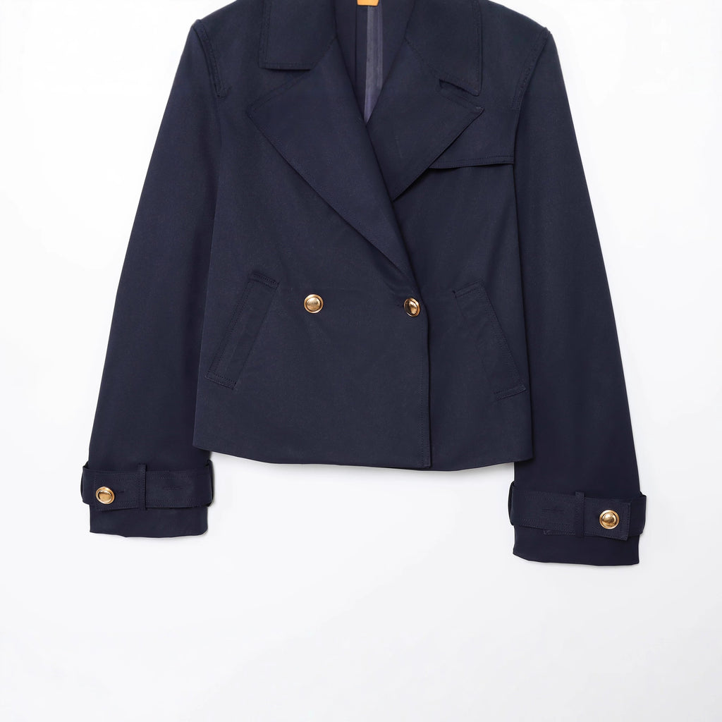 Women's Fashion Casual Turn-down Collar Double-breasted Short Jacket