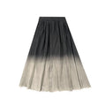 High Elastic Waist Gradual Color Burr Denim Long Casual Half-body Skirt Women Fashion Tide New Spring Autumn