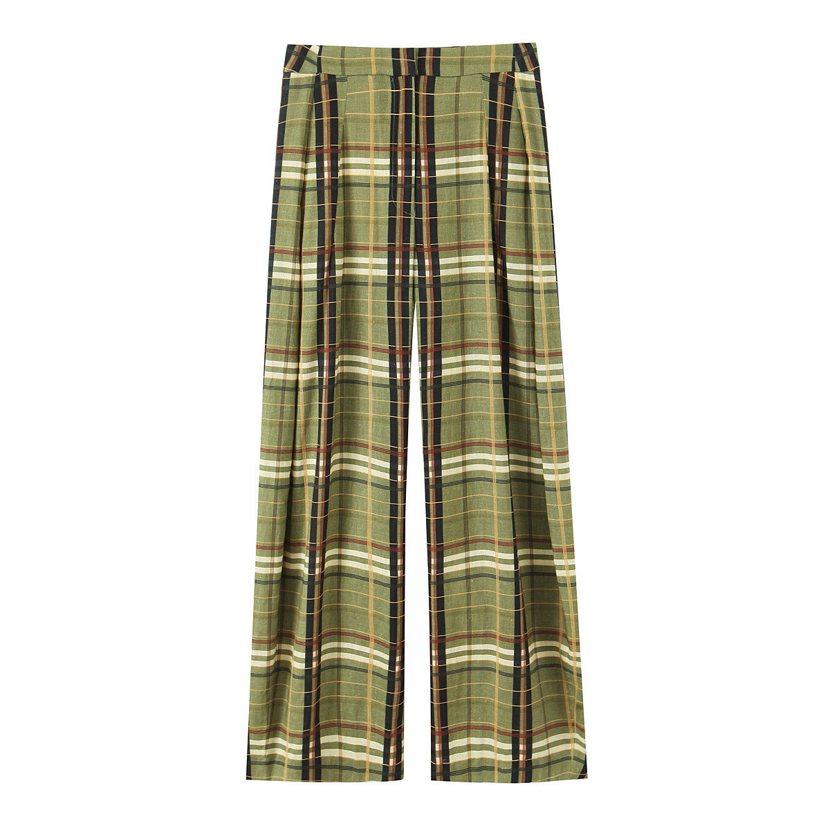 Women's Fashion Casual Linen Plaid Trousers