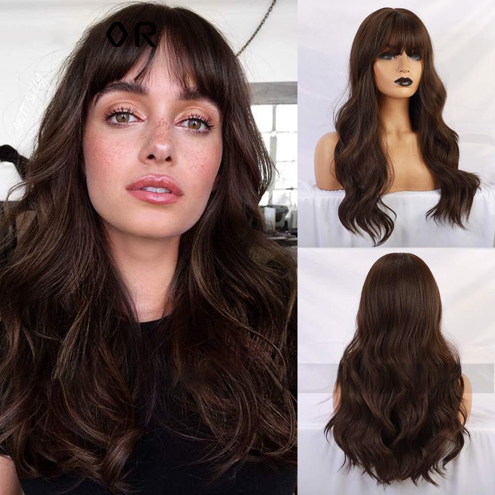 The Soft Romance – Long Curly Synthetic Wig with Bangs