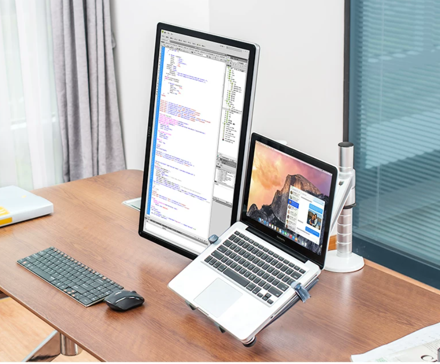 Monitor stand arm, double section arm, computer display screen, aluminum alloy dual screen office