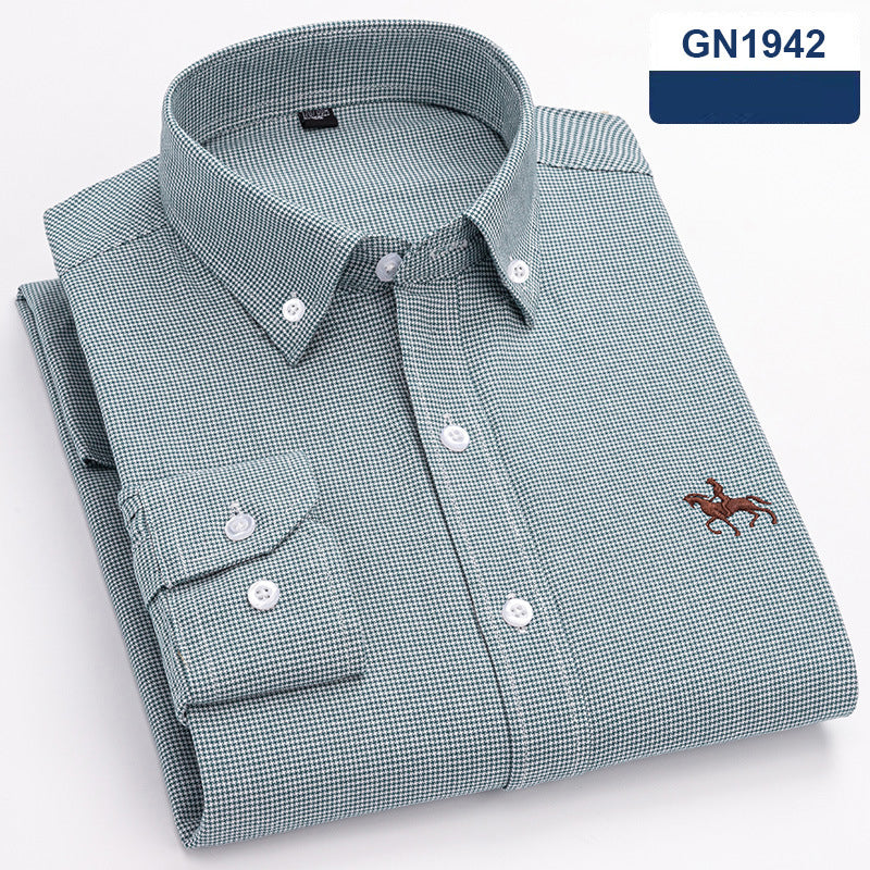 Chemise homme en coton — coupe slim, sans froissage, manches longues