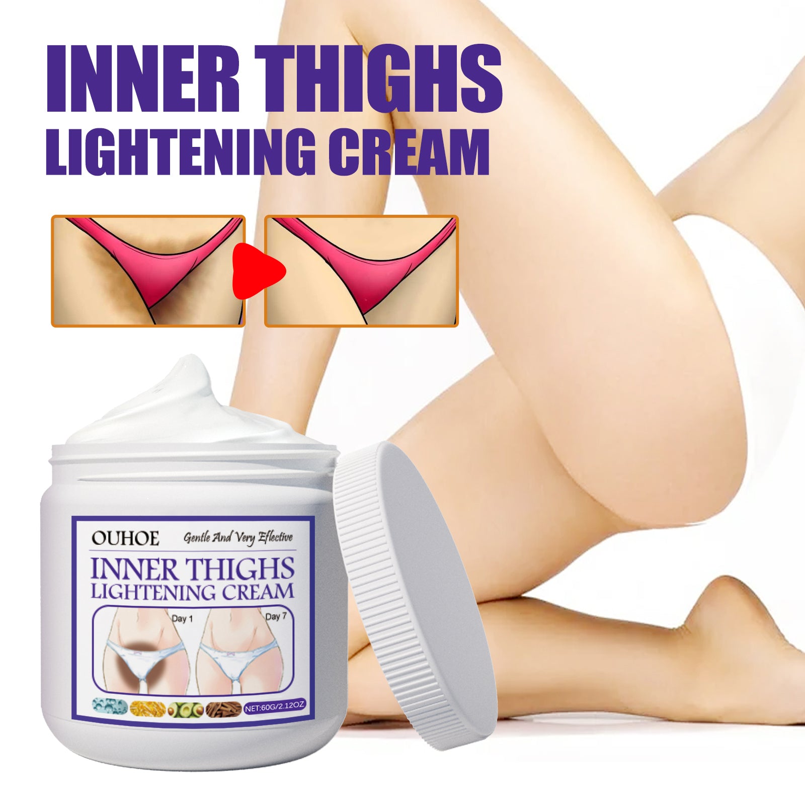 OUHOEThigh Beauty Cream, Brightening Inner Thighs, Hydrating And Moisturizing Skin, Cleansing And Caring Leg Beauty Cream