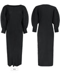 Pleated Bat Sleeve Dress Women Spring New Korean Fashion Long Sleeve Casual Elegant Long Aesthetic Clothes