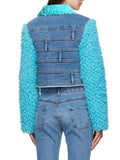 Casual Denim Coats For Women Lapel Long Sleeve Spliced Belt Colorblock Loose Coat Female Fashion style