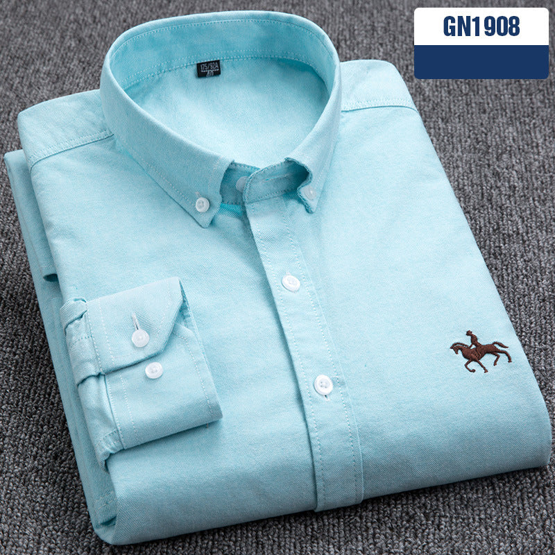 Chemise homme en coton — coupe slim, sans froissage, manches longues