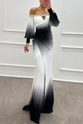 Chic Long Sleeve Off-Shoulder Printed Dress for Women  Casual Party Style Fashion Dress