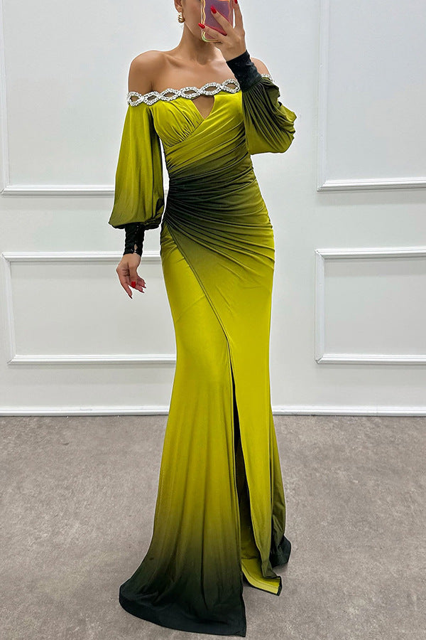 Chic Long Sleeve Off-Shoulder Printed Dress for Women  Casual Party Style Fashion Dress