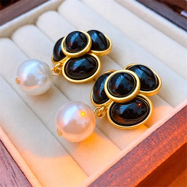 Retro Metal Stud Earrings Enamel Geometric irregularity for Women Jewerly