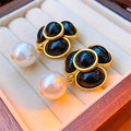 Retro Metal Stud Earrings Enamel Geometric irregularity for Women Jewerly