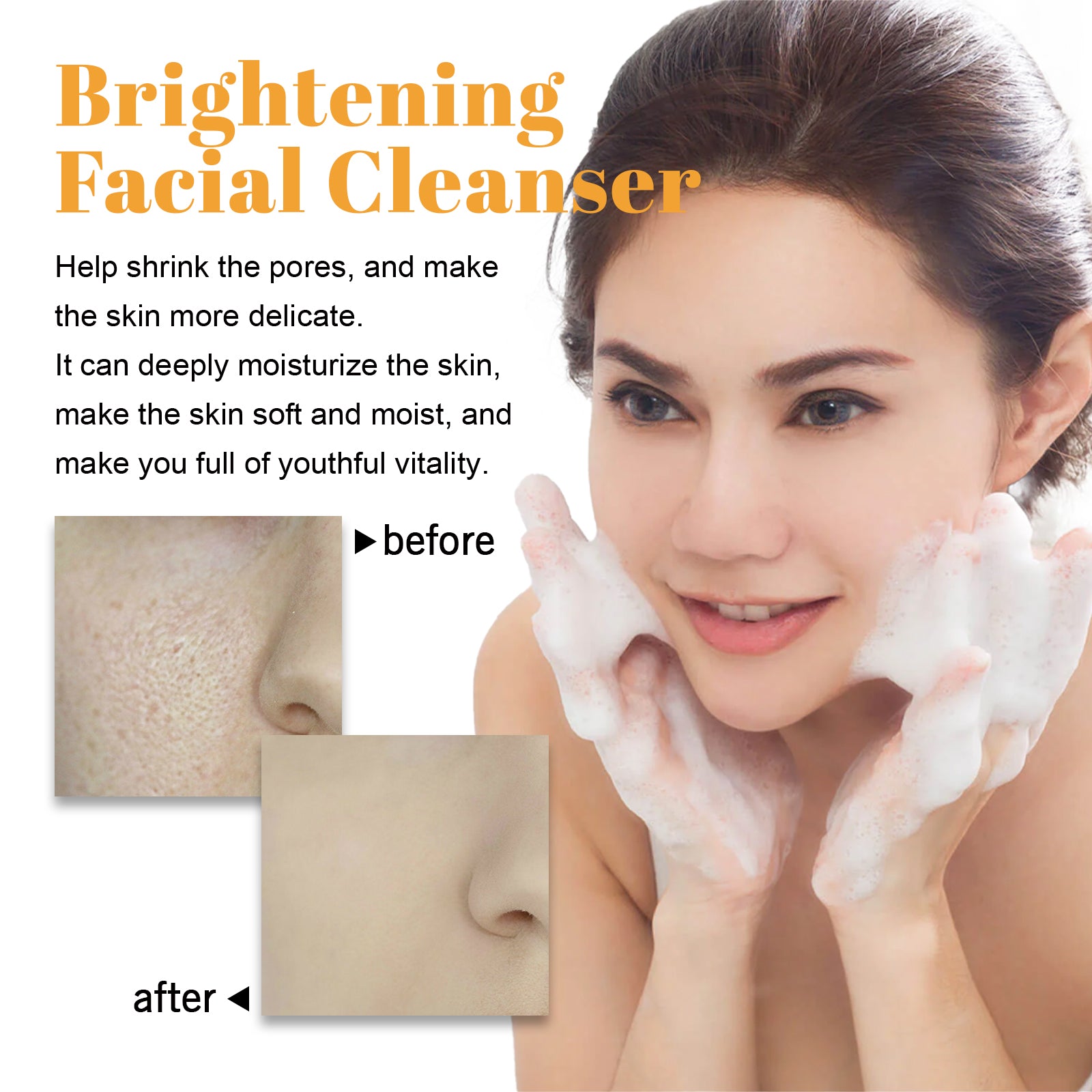 Brightening Facial Cleanser, Deep Clean Facial Skin Fade Acne Mark Acne Mark Moisturizing Whitening Beauty