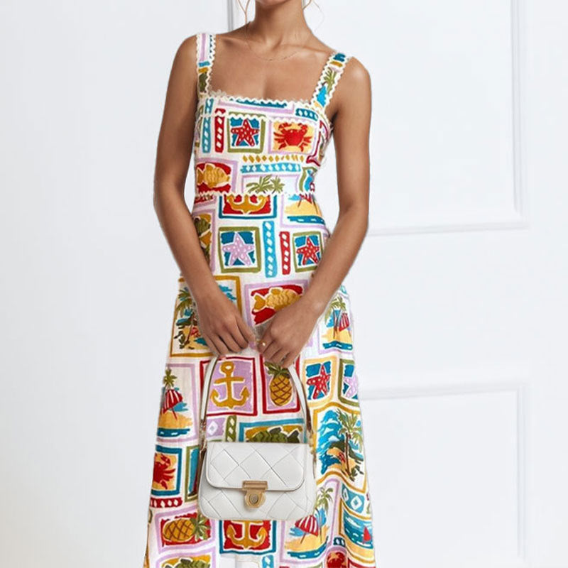 Graffiti camisole strapless fashion dress for women