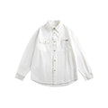 Solid color minimalist pocket long sleeved shirt for men and women