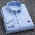 Pure cotton men's long-sleeved Oxford shirt for young and middle-aged men embroidered large size