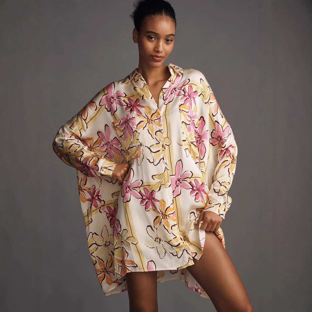 Graffiti cardigan long sleeved casual fashion printed shirt skirt for women