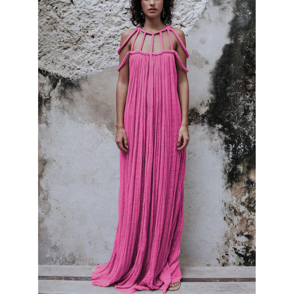 Casual Drawstring Multi-color Dress INS Vacation Loose Fashion Dress