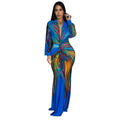 Fashion Women's Pleated Color-block Casual Dress Long