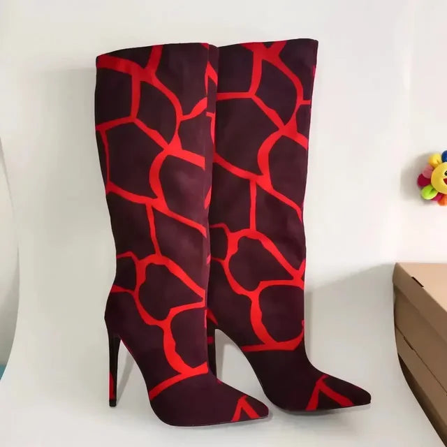 Autumn Winter New Fashion Classic Minimalist Style Design Knee Boots for Women Pointed Toe High Heels Big Size Shoes