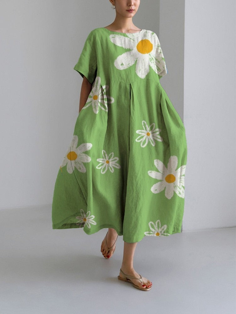 3D printing imitation cotton craft casual fashion women's dress