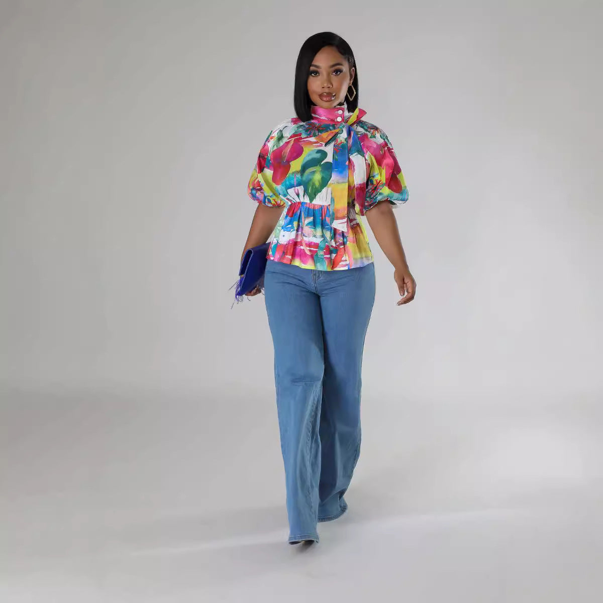 Royal Casual Printed Shirt Women's Fashion Outfit