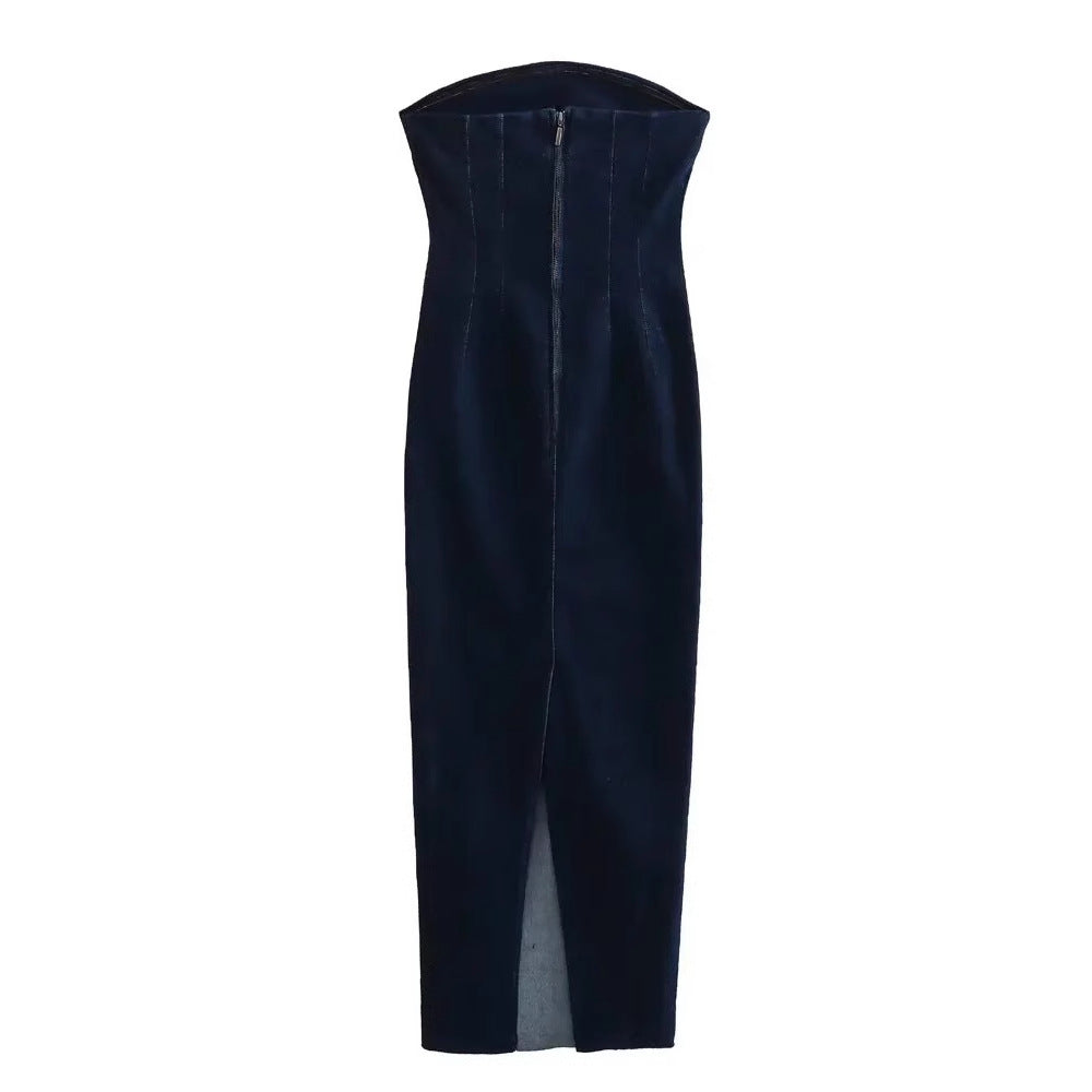 Elegant Fashion Denim Bodycon Strapless Dress