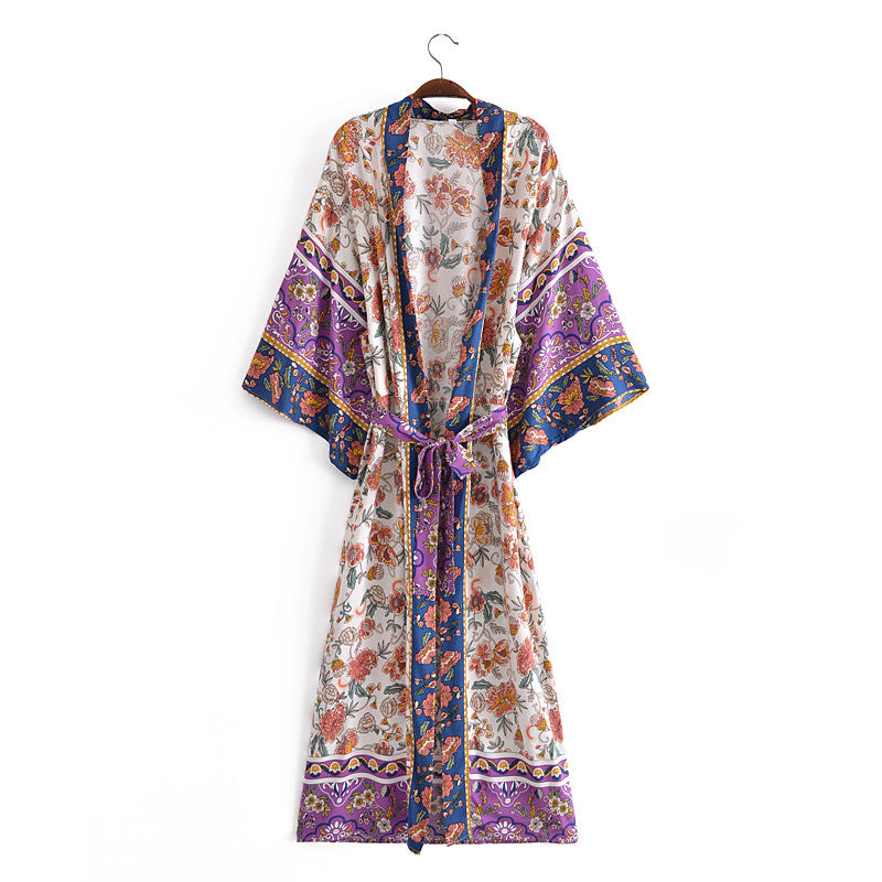 Loose Mid-Length Kimono Cardigan for Women Casual Fashion Outerwear
