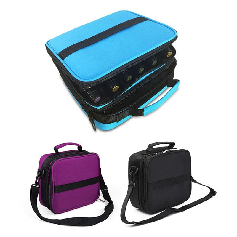 42 Bottles Essential Oil Carrying Case Make Up Storage Bag Double Zipper Cosmetic Bag 3 Colors For Traveling Sturdy