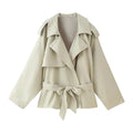 Women's Fashion Casual Waist-tied Short Jacket