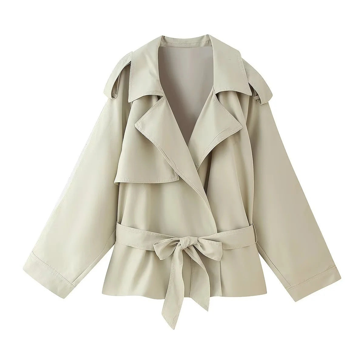 Women's Fashion Casual Waist-tied Short Jacket