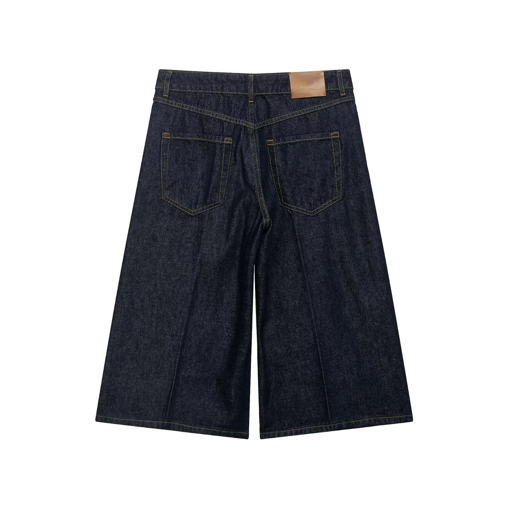 Street denim long casual shorts