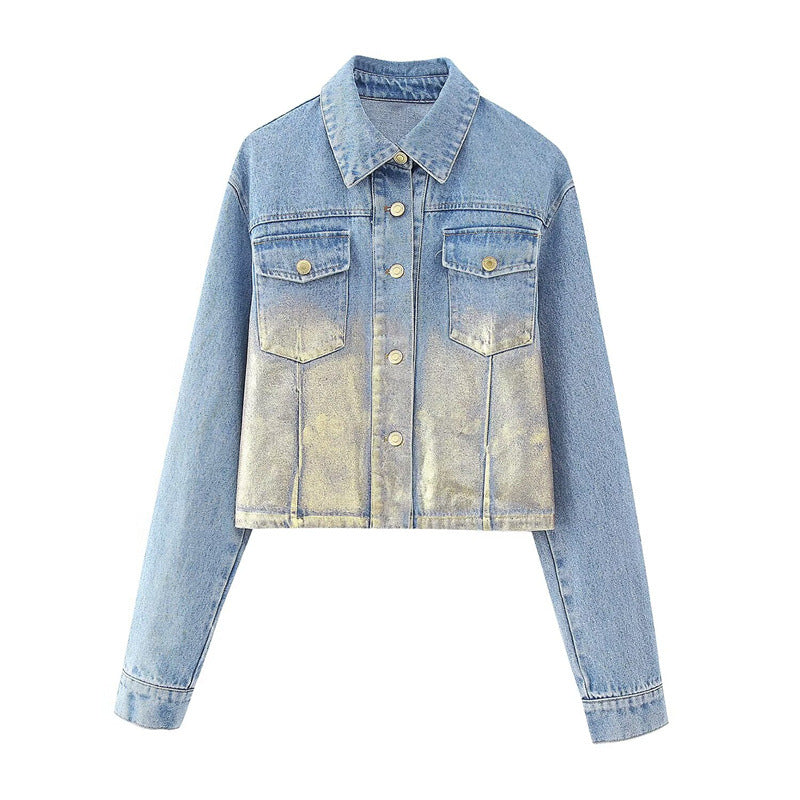 Style Women's Fashion Casual Long Sleeve Short Denim Jacket