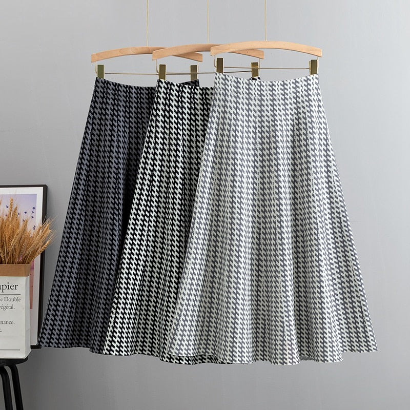 Autumn Winter Chic Long Women Knit Dress Fashion Designer A Line Casual Skirt Soft Warm Lady Sweater Skirt