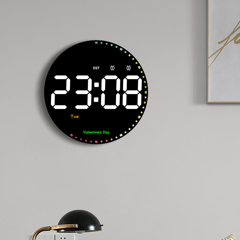 Digital Electronic Clock Calendar Wall Clock Living Room Simple Decoration LED Clock Dazzling Color Smart Clock
