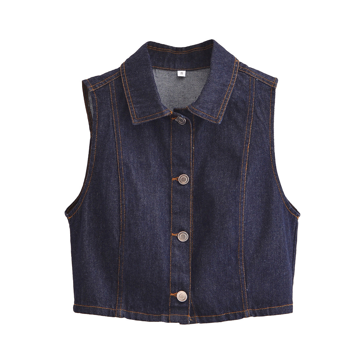 Fashion single breasted lapel denim vest women