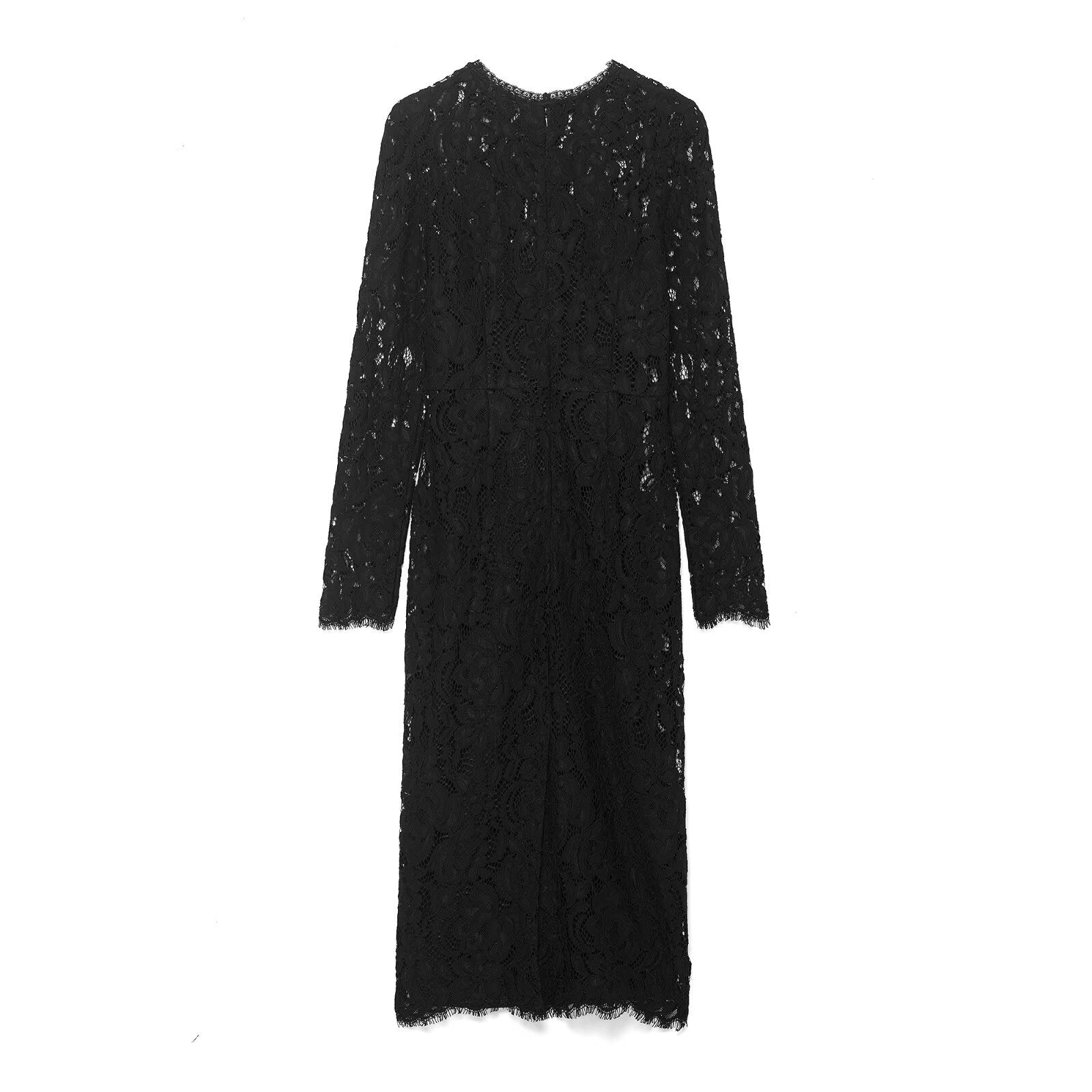 Chic Lace Midi Dress Women's Fashion Style Casual Dress