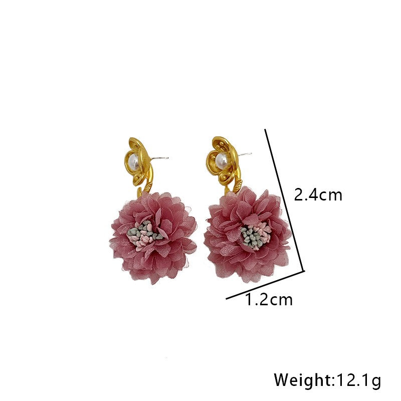 Fashion handmade fabric flower earrings for women