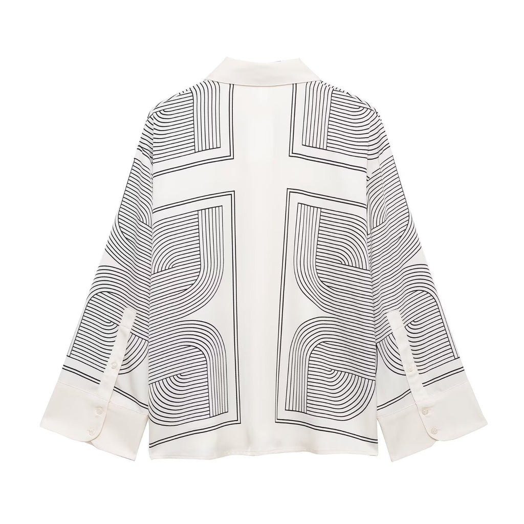 Fashion printed twill shirt+pants set