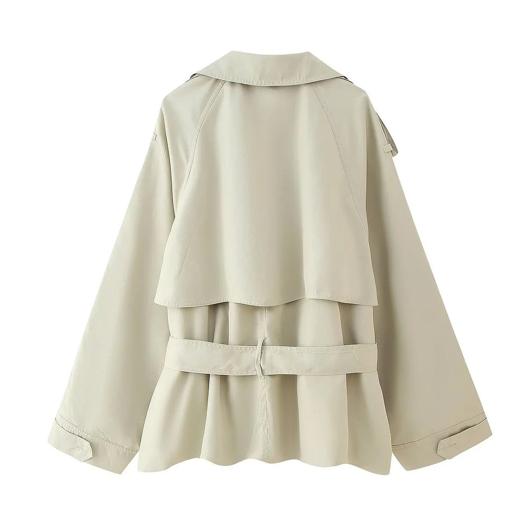 Women's Fashion Casual Waist-tied Short Jacket