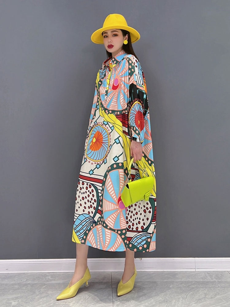 Summer New Fashion Dress Casual Printed Shirt Slit Women's Clothing