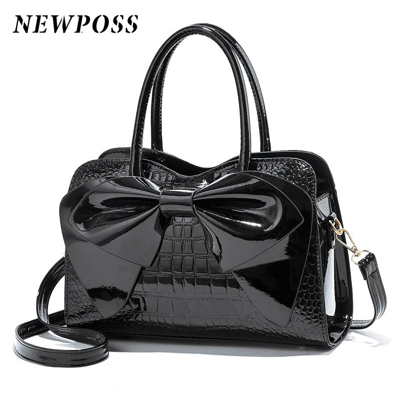 Fashion Women Handbags Tassel PU Leather Totes Bag Top-handle Embroidery Bag Shoulder Bag Lady Simple Style Crocodile Pattern