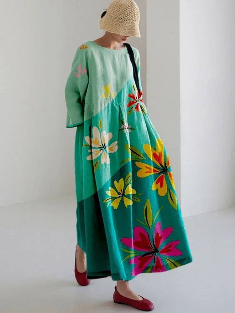 3D printing imitation cotton craft casual fashion women's dress