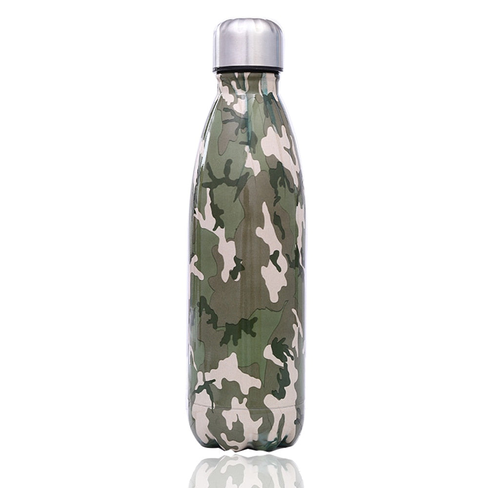 Pawaca Camouflage Type Stainless Steel Portable Sports Water Bottle Creative Coke Bottle 500ml Cola Shape Travel Bottle