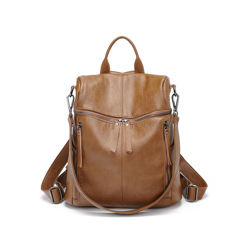 Leather backpack women's new foreign trade backpack large-capacity school bag multi-functional dual-purpose women's bag